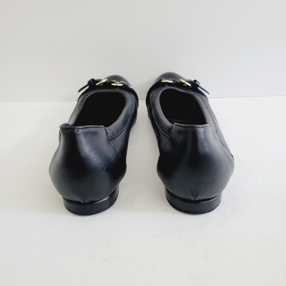 NEW AGL Monika Buckled Cap Toe Black Leather Ballet Flats - Picture 3 of 7